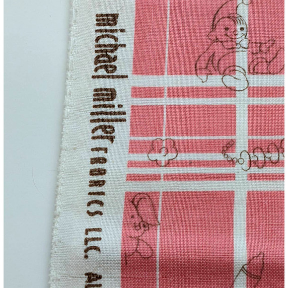 Michael Miller "Play Plaid" Fabric Vintage MCM Reproduction, Retro Nursery Print - Picture 3 of 7